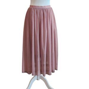 Pink Tulle Midi Skirt